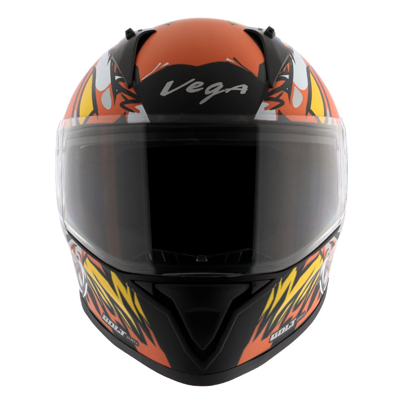 Vega Bolt Bunny Dull Black Orange Helmet - bikerstore.in