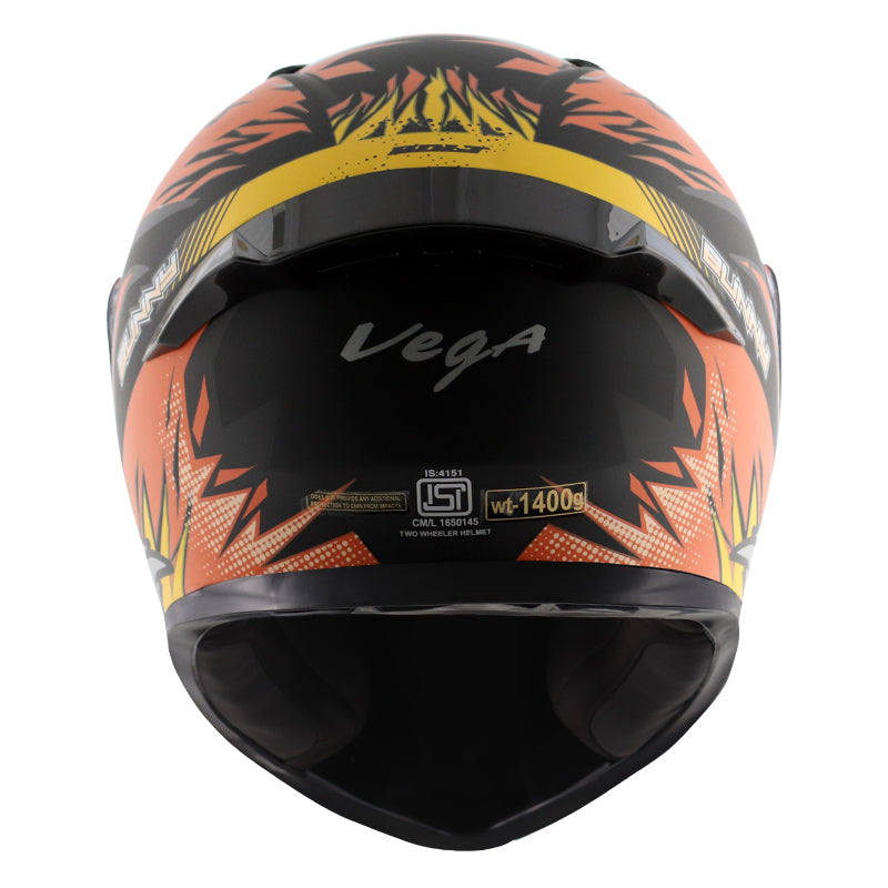 Vega Bolt Bunny Dull Black Orange Helmet - bikerstore.in
