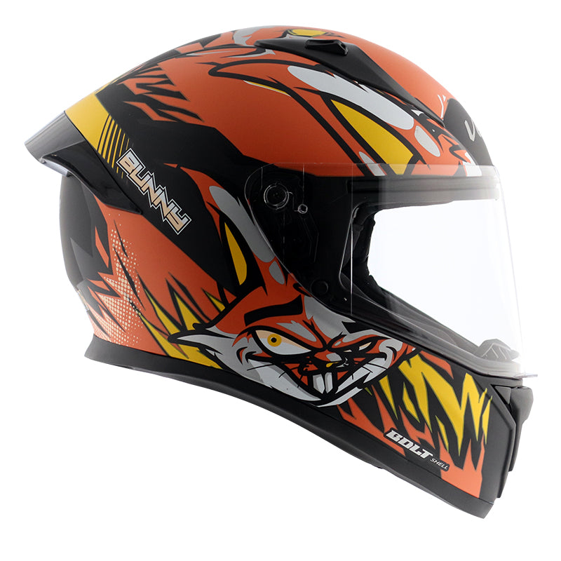 Vega Bolt Bunny Dull Black Orange Helmet - bikerstore.in