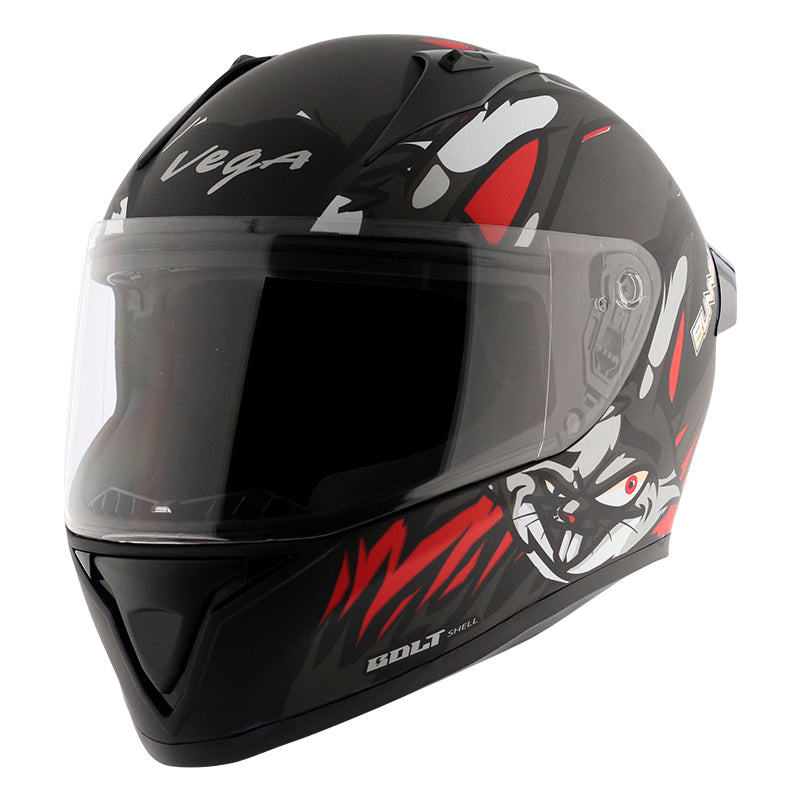 Vega Bolt Bunny Dull Black Red Helmet - bikerstore.in