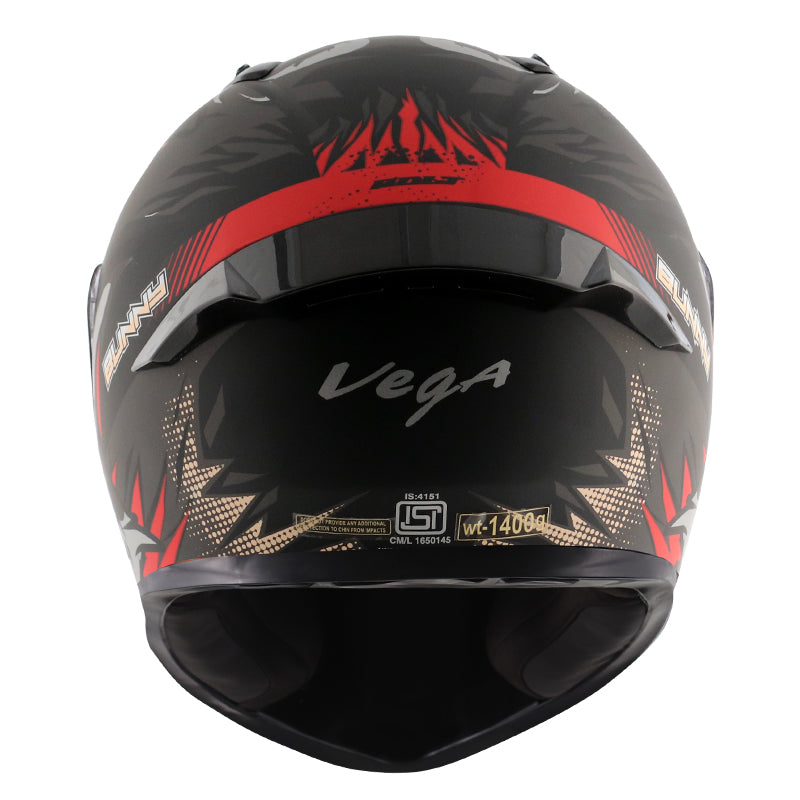 Vega Bolt Bunny Dull Black Red Helmet - bikerstore.in