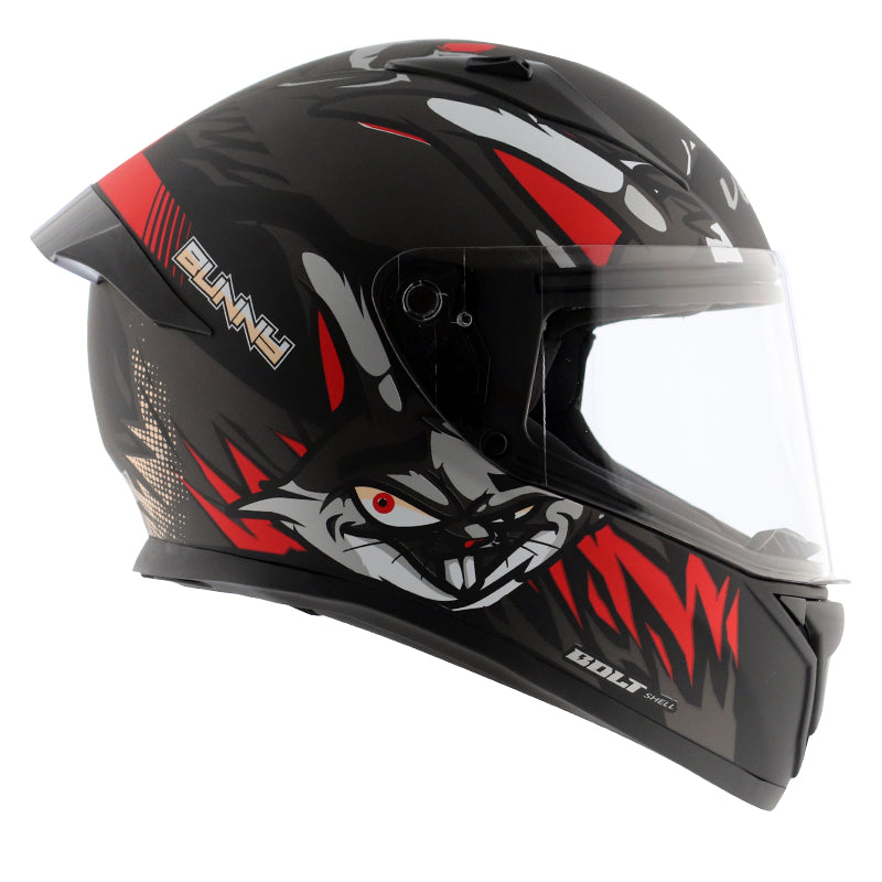 Vega Bolt Bunny Dull Black Red Helmet - bikerstore.in