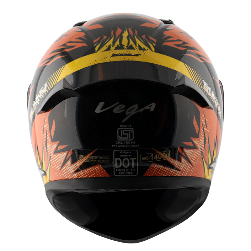 Vega Bolt Bunny Black Orange Helmet - bikerstore.in
