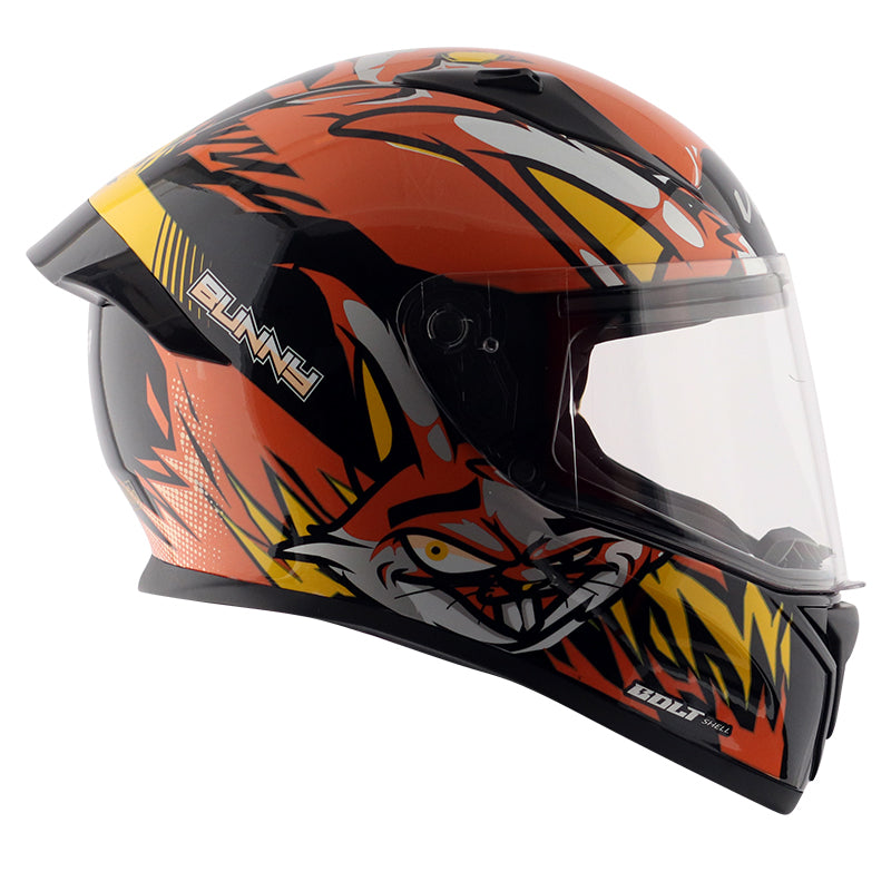 Vega Bolt Bunny Black Orange Helmet - bikerstore.in