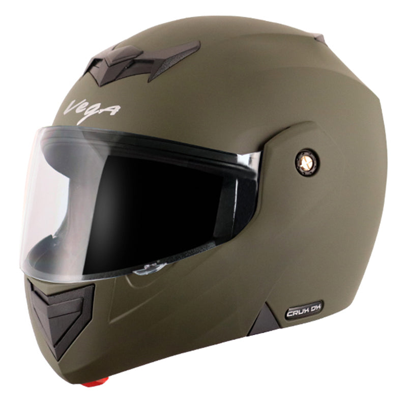 Vega Crux Dx Dull Battle Green Helmet - bikerstore.in