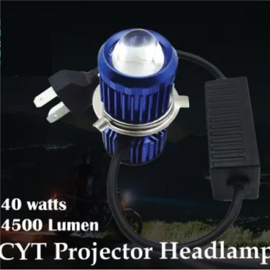 CYT ORIGINAL LED DC White/Yellow DUAL Power Headlight Bulb Universal For All Bikes, Motorcycle, Scooty (DC8V-48V, 40W) 3 Side H4 White/Yellow DUAL LED Headlight with Cooling Fan Head lamp Con - bikerstore.in