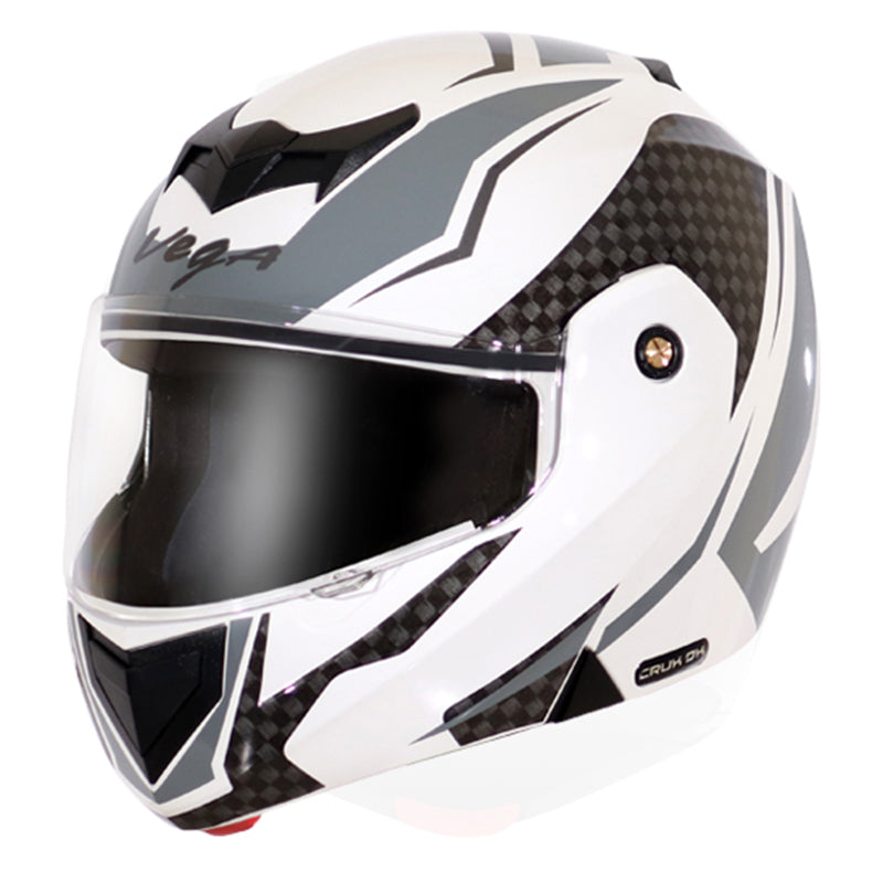Vega Crux Dx Checks White Silver Helmet - bikerstore.in