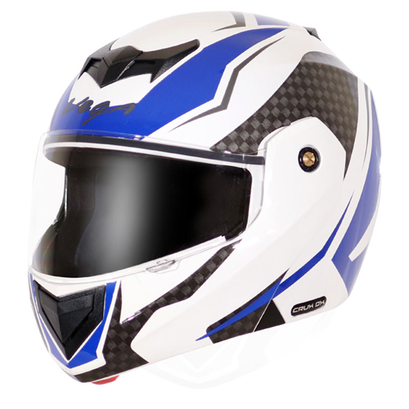 Vega Crux Dx Checks White Blue Helmet - bikerstore.in
