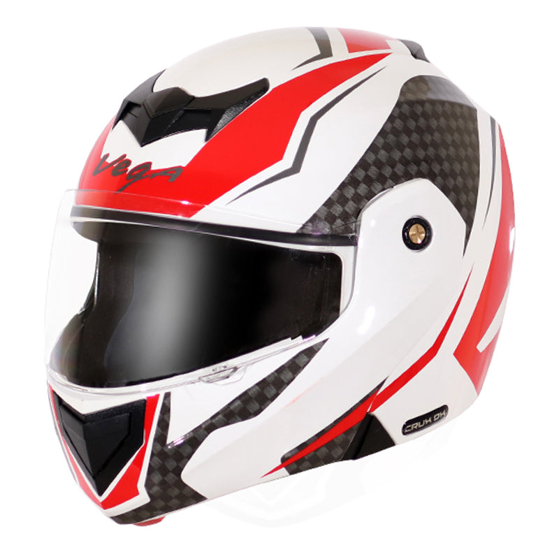Vega Crux Dx Checks White Red Helmet - bikerstore.in
