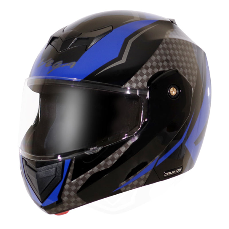 Vega Crux Dx Checks Black Blue Helmet - bikerstore.in
