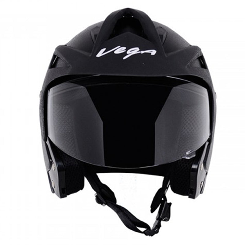 Vega Crux Open Face Black Helmet - bikerstore.in