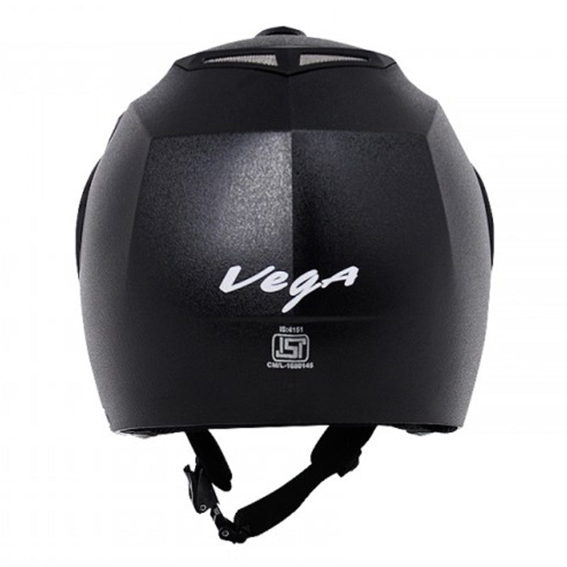Vega Crux Open Face Black Helmet - bikerstore.in