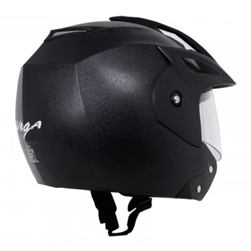 Vega Crux Open Face Black Helmet - bikerstore.in