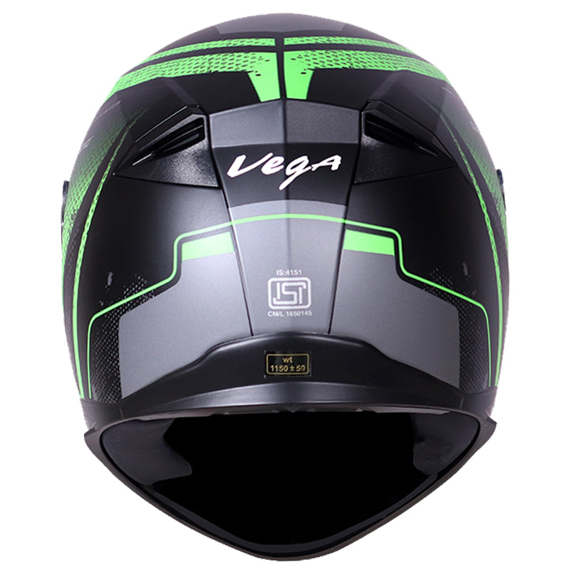Vega Ryker D/V Diamond Dull Black Green Helmet - bikerstore.in