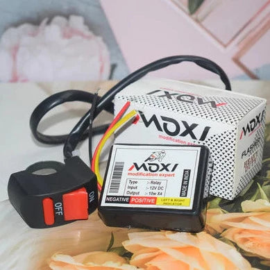 Moxi Hazard Flasher Box Type with Switch Universal Bike Hazard LED Flasher, 18 Different Patterns Flasher for All Bikes, Set of 1, Black - bikerstore.in