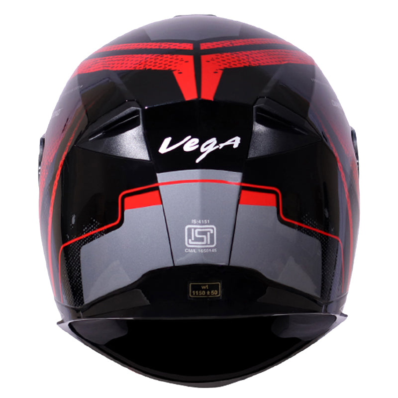 Vega Ryker D/V Diamond Black Red Helmet - bikerstore.in