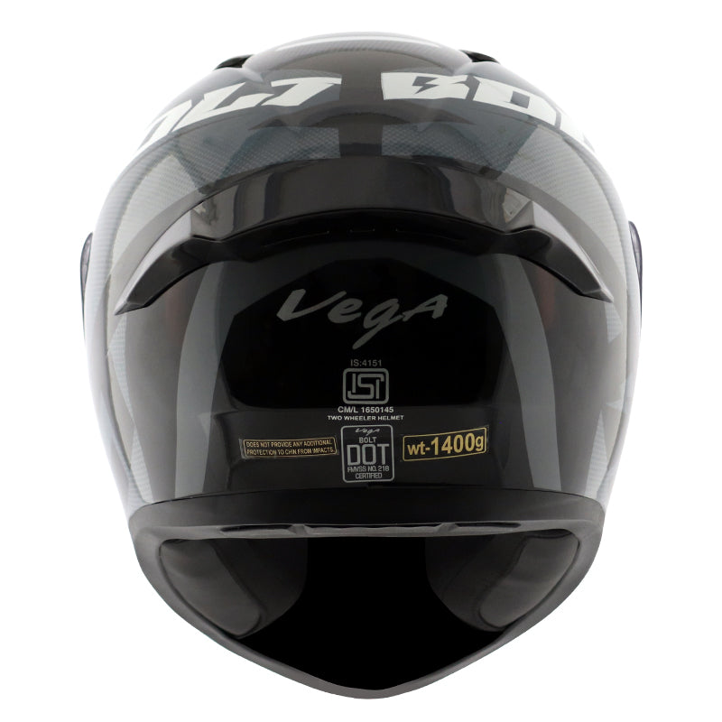 Vega Bolt Macho Black Grey Helmet - bikerstore.in