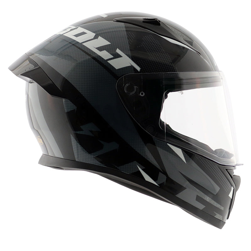 Vega Bolt Macho Black Grey Helmet - bikerstore.in