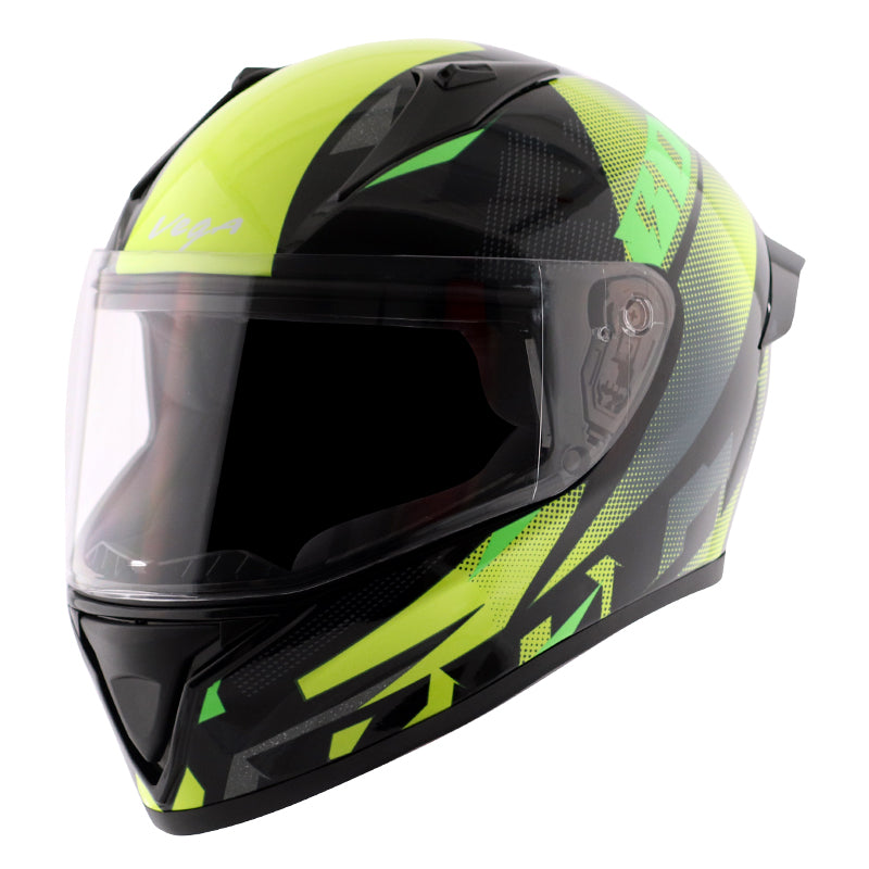 Vega Bolt Macho Black Neon Yellow Helmet - bikerstore.in