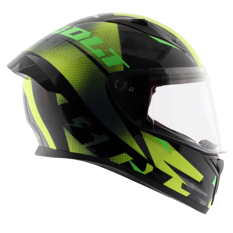 Vega Bolt Macho Black Neon Yellow Helmet - bikerstore.in