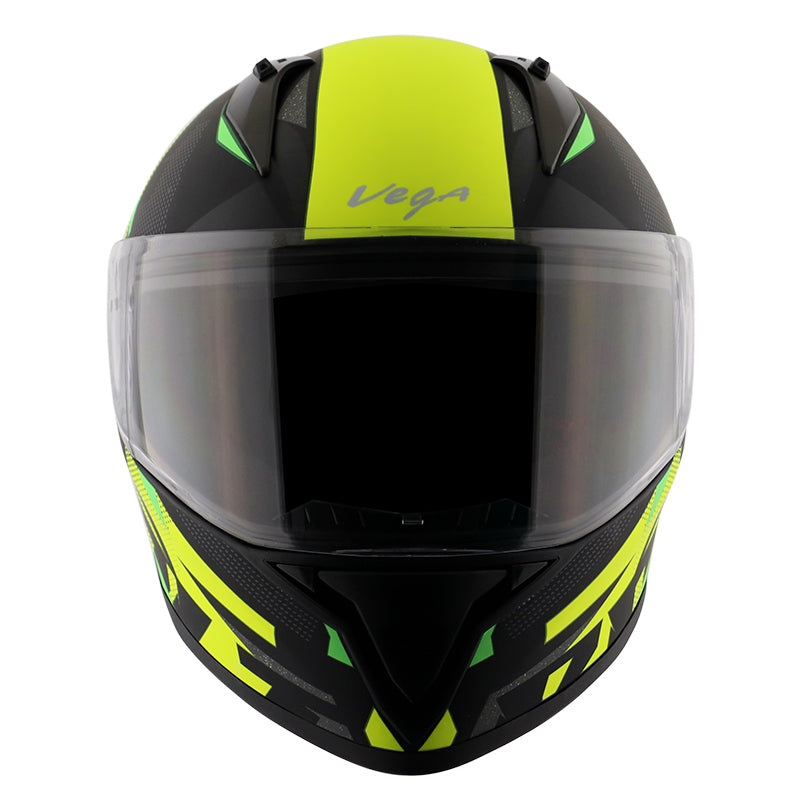 Vega Bolt Macho Dull Black Neon Yellow Helmet - bikerstore.in