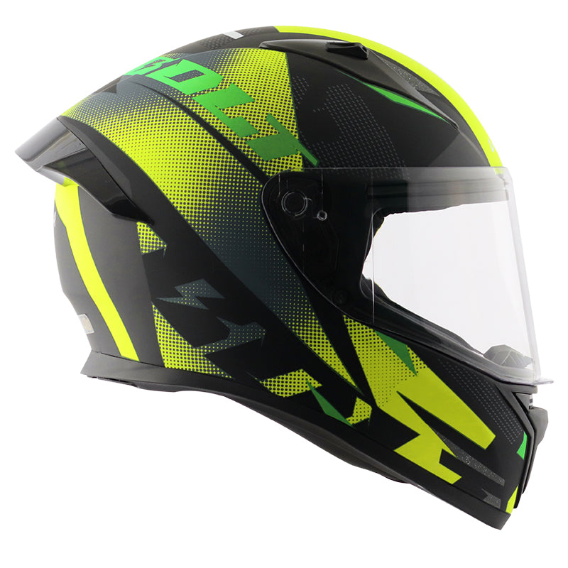 Vega Bolt Macho Dull Black Neon Yellow Helmet - bikerstore.in
