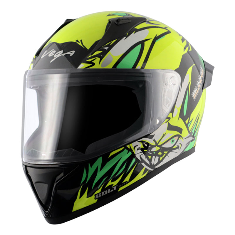 Vega Bolt Bunny Black Neon Yellow Helmet - bikerstore.in