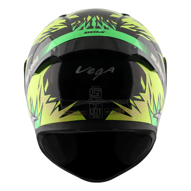 Vega Bolt Bunny Black Neon Yellow Helmet - bikerstore.in