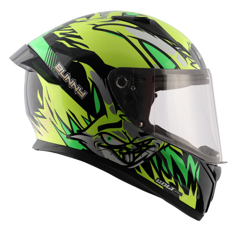 Vega Bolt Bunny Black Neon Yellow Helmet - bikerstore.in