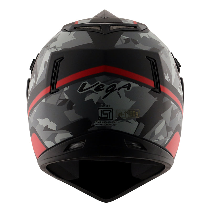 Vega Off Road D/V Camo Dull Black Red Helmet - bikerstore.in