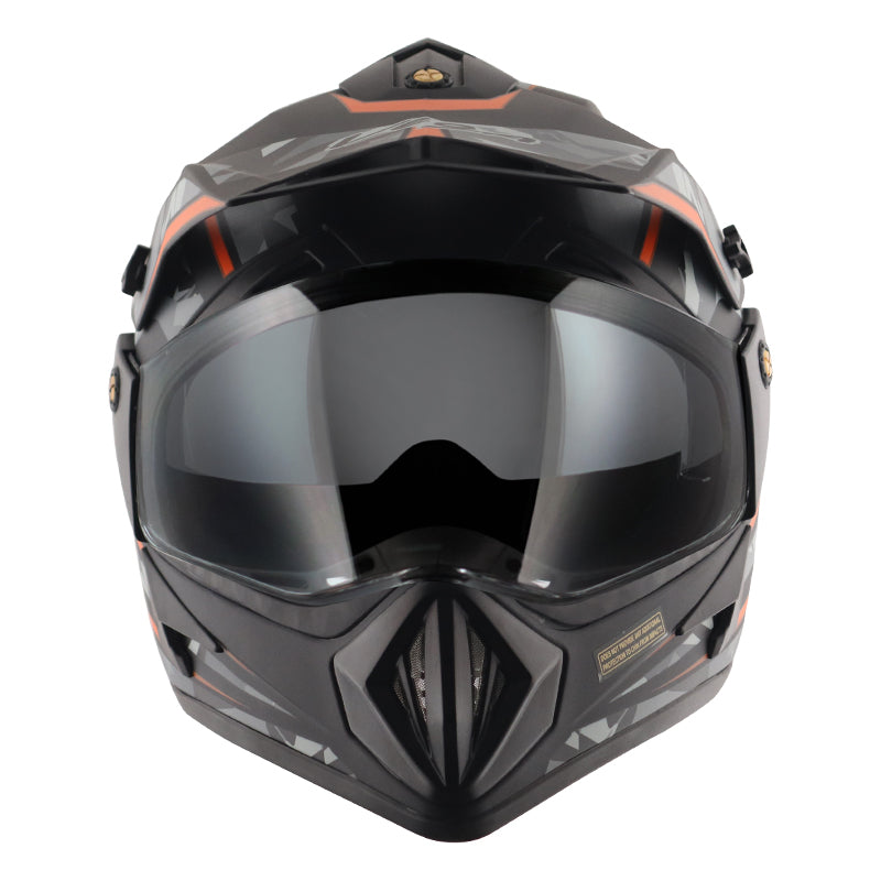 Vega Off Road D/V Camo Dull Black Orange Helmet - bikerstore.in