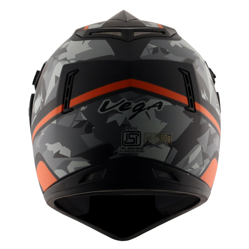 Vega Off Road D/V Camo Dull Black Orange Helmet - bikerstore.in