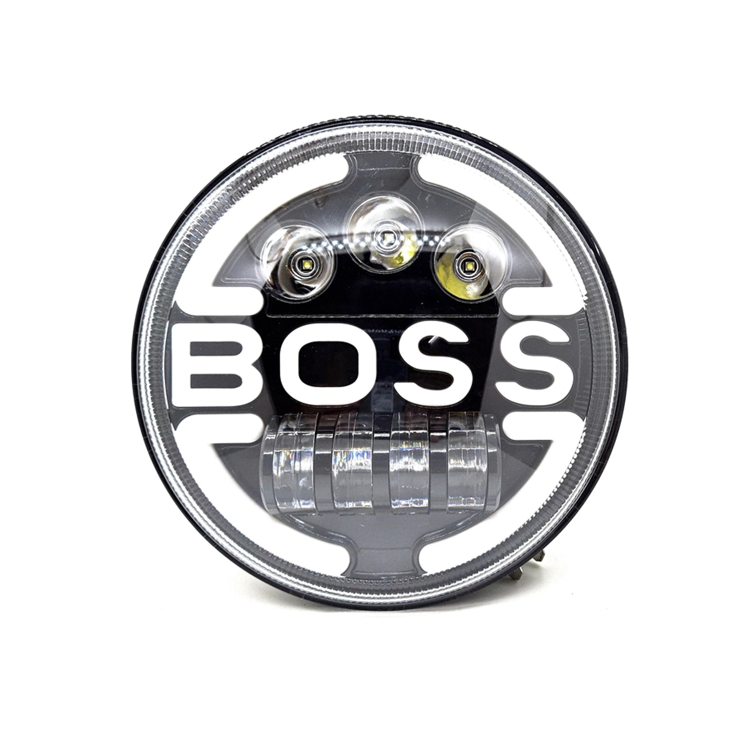 7 Inch Round Headlight Compatible with Royal Enfield, Jeep & Harley Davidson (Harley Boss Headlight) - bikerstore.in