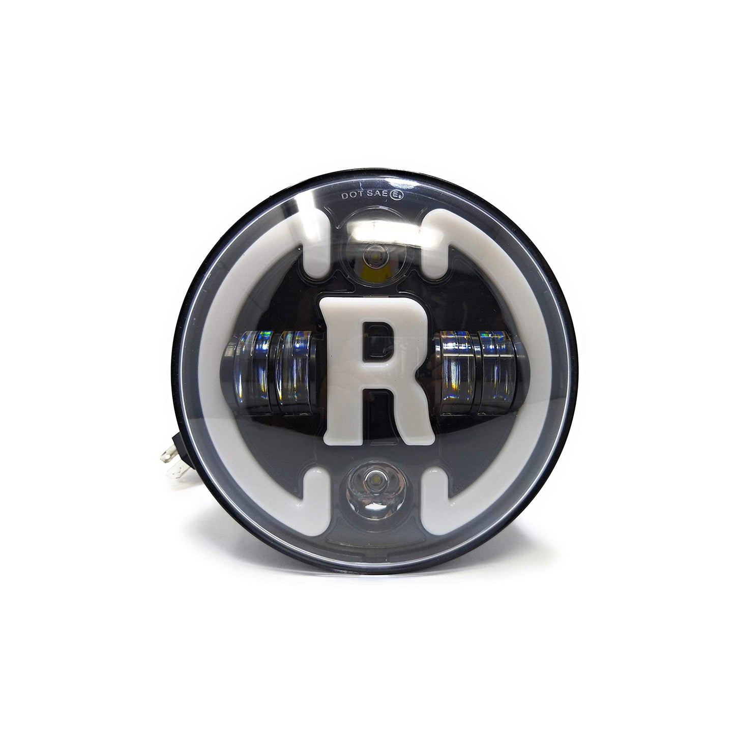 7 Inch Round Headlight Compatible with Royal Enfield, Jeep Thar & Harley Davidson (R White Harley Headlight) - bikerstore.in