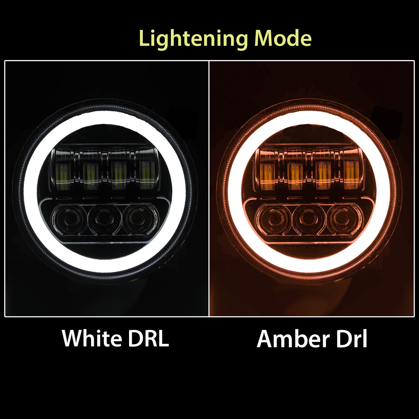 7 Inch New Round LED Headligh Fits in Jawa with High Beam, Low Beam (12V-80V 75W) - bikerstore.in