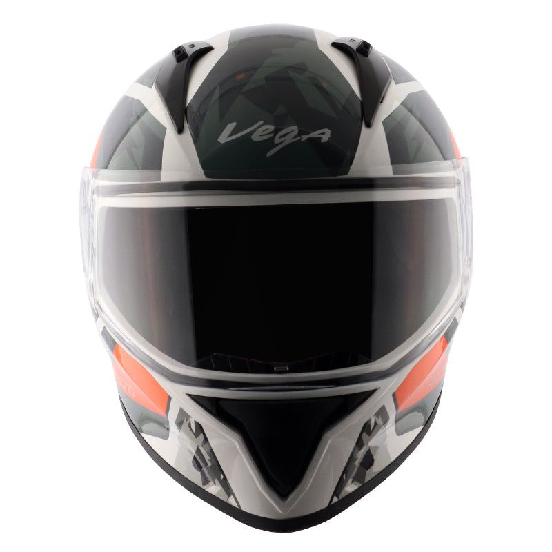 Vega Bolt Rapid White Orange Helmet - bikerstore.in