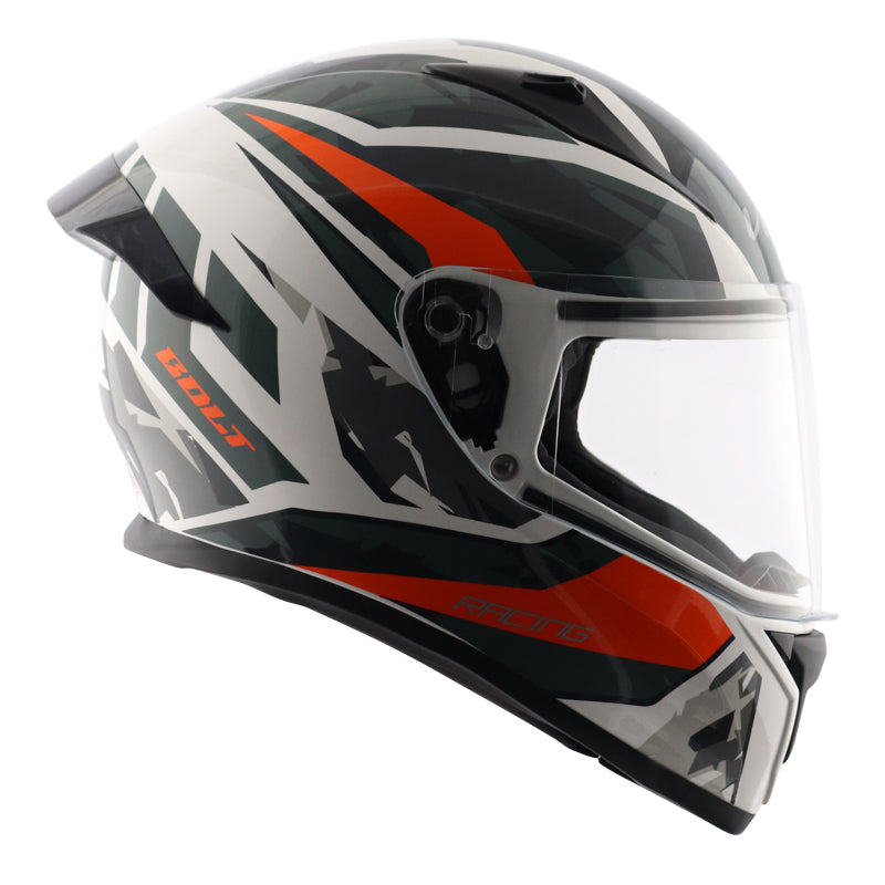 Vega Bolt Rapid White Orange Helmet - bikerstore.in