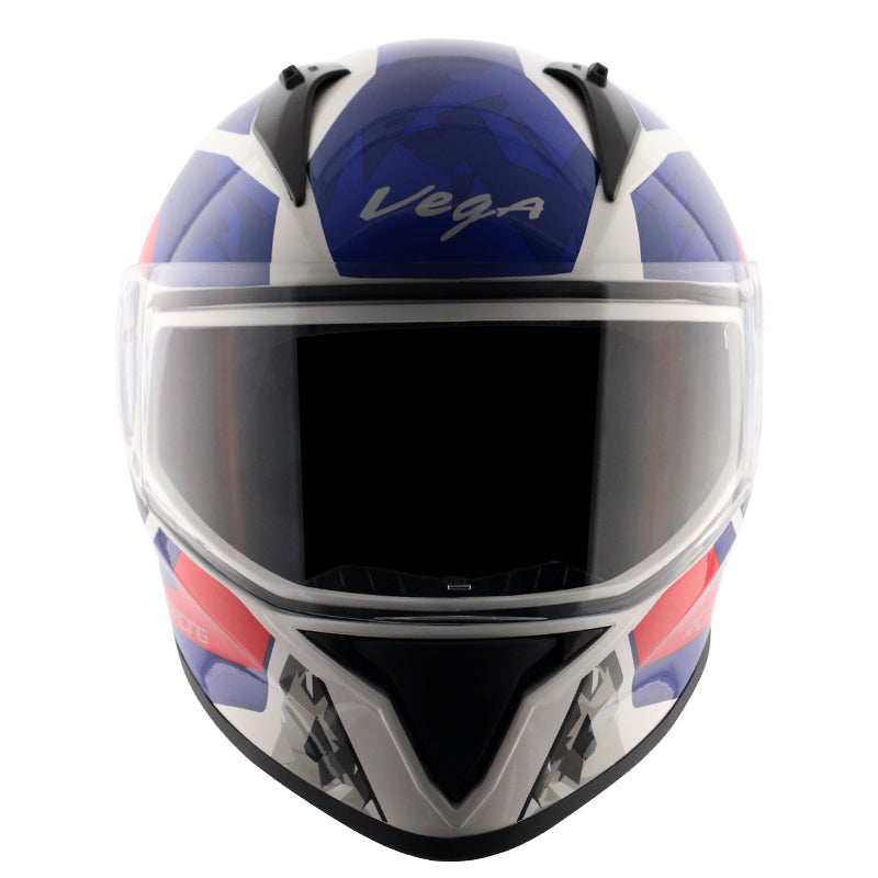 Vega Bolt Rapid White Blue Helmet - bikerstore.in