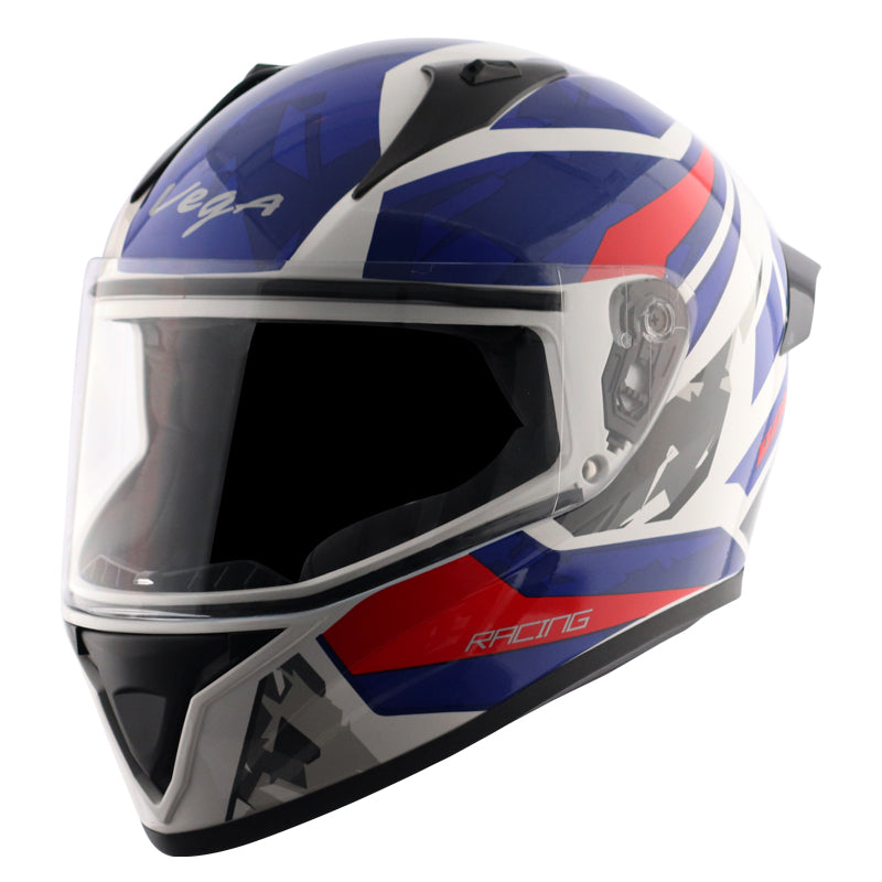 Vega Bolt Rapid White Blue Helmet - bikerstore.in