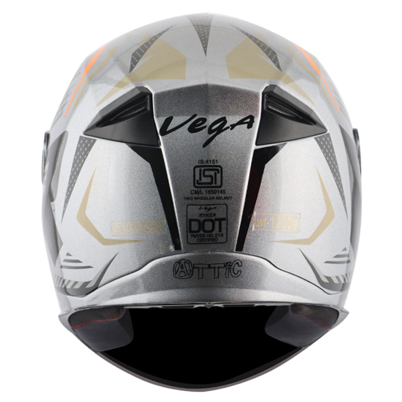 Vega Ryker D/V Attic Grey Black Helmet - bikerstore.in