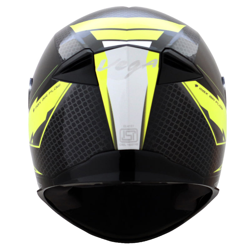 Vega Ryker D/V Bolder Black Neon Yellow Helmet - bikerstore.in
