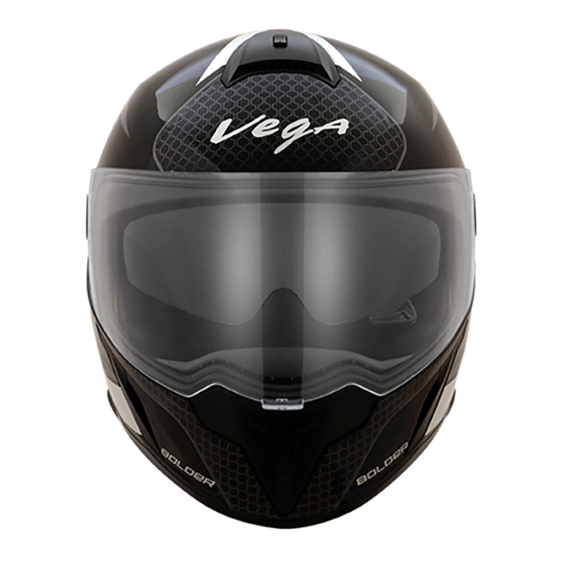 Vega Ryker D/V Bolder Black Silver Helmet - bikerstore.in