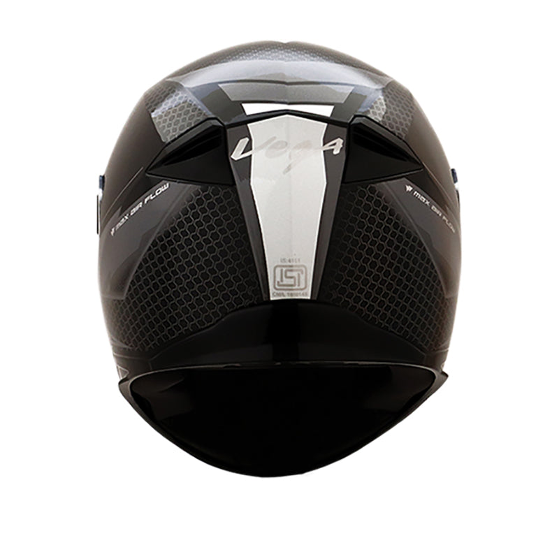 Vega Ryker D/V Bolder Black Silver Helmet - bikerstore.in