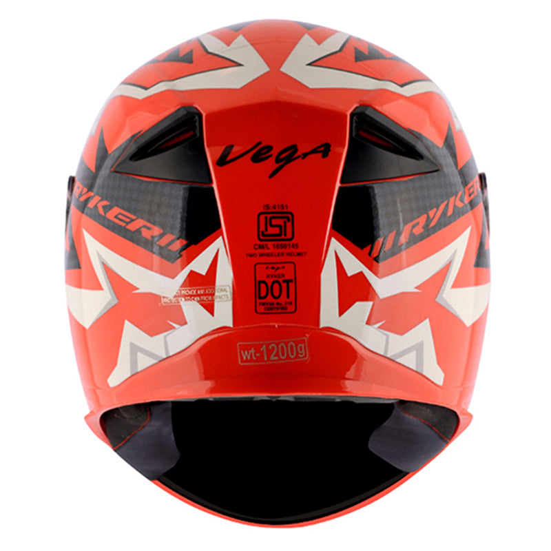 Vega Ryker D/V Elite Orange White Helmet - bikerstore.in