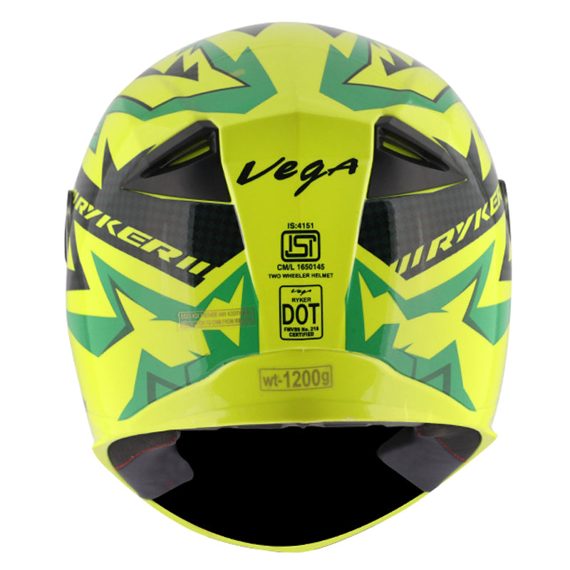 Vega Ryker D/V Elite Neon Yellow Green Helmet - bikerstore.in