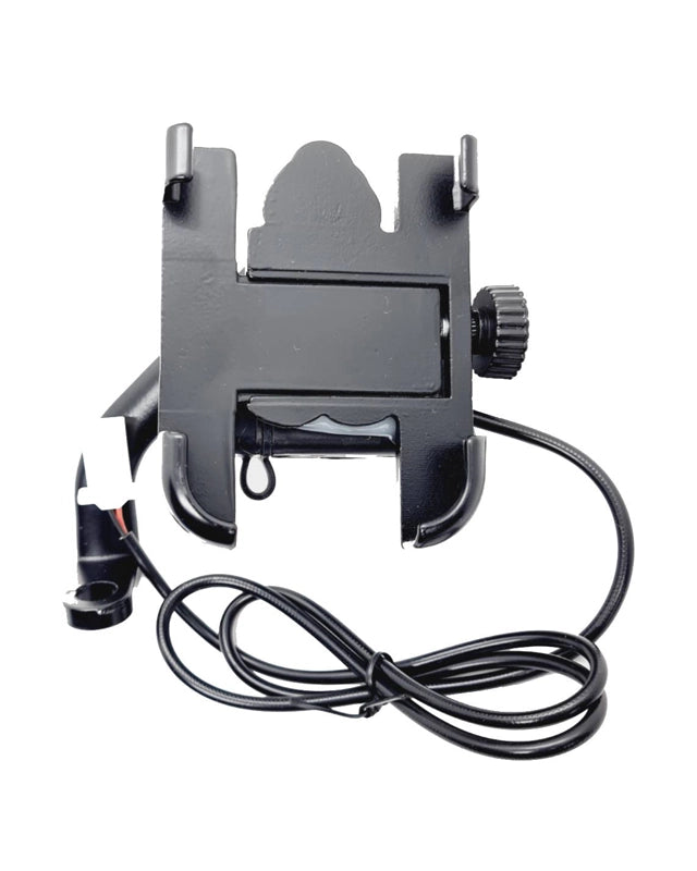 Mobile Phone Holder with USB Charger Waterproof Easy Adjustable Rear View Mirror Mount Solid Metal Cradle Stand Suitable for Bike & Mobile Phones 3.5" to 7.0" (Black)