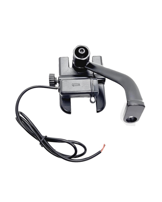 Mobile Phone Holder with USB Charger Waterproof Easy Adjustable Rear View Mirror Mount Solid Metal Cradle Stand Suitable for Bike & Mobile Phones 3.5" to 7.0" (Black)