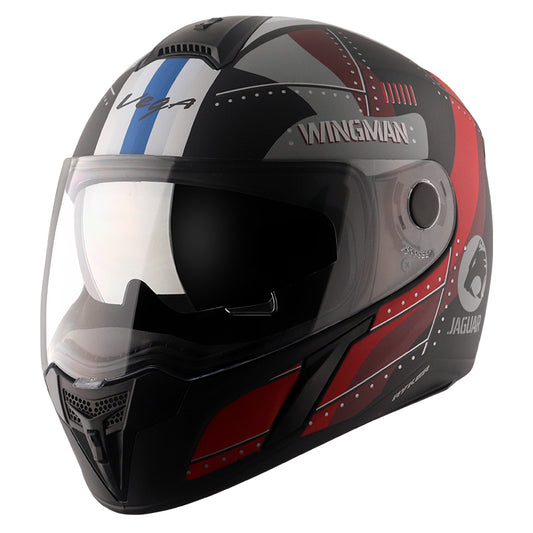 Vega Ryker D/V Wingman Dull Black Red Helmet - bikerstore.in