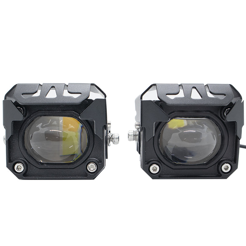 HJG Projector Box LED Fog light DUAL COLOUR ALL IN ONE LED FOG LIGHT 60W 12- 80V LIGHT FOR OFF ROAD SAFETY (Set of 2 with switch) - bikerstore.in