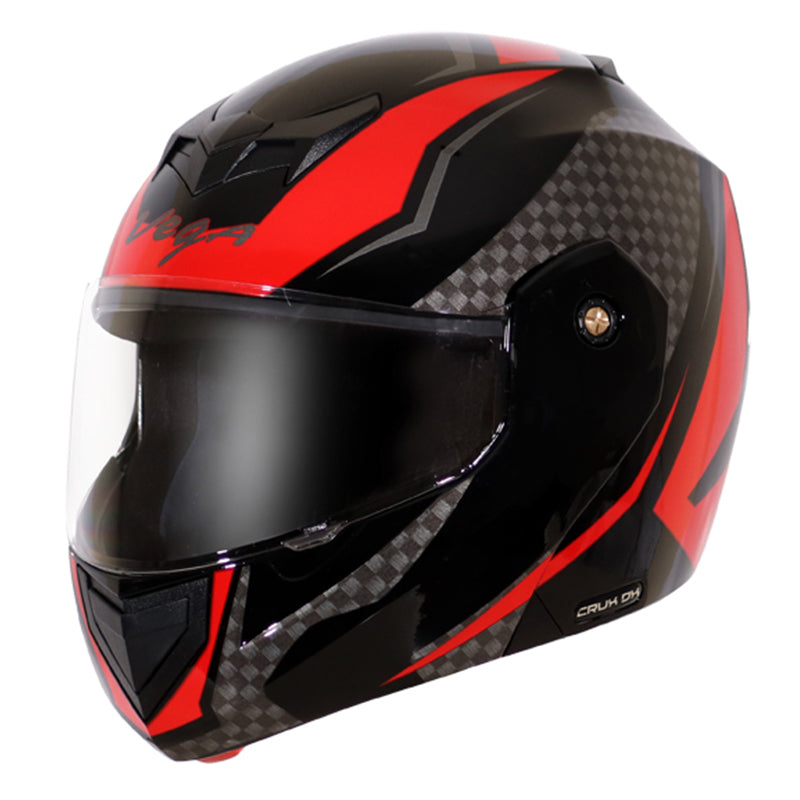 Vega Crux Dx Checks Black Red Helmet - bikerstore.in
